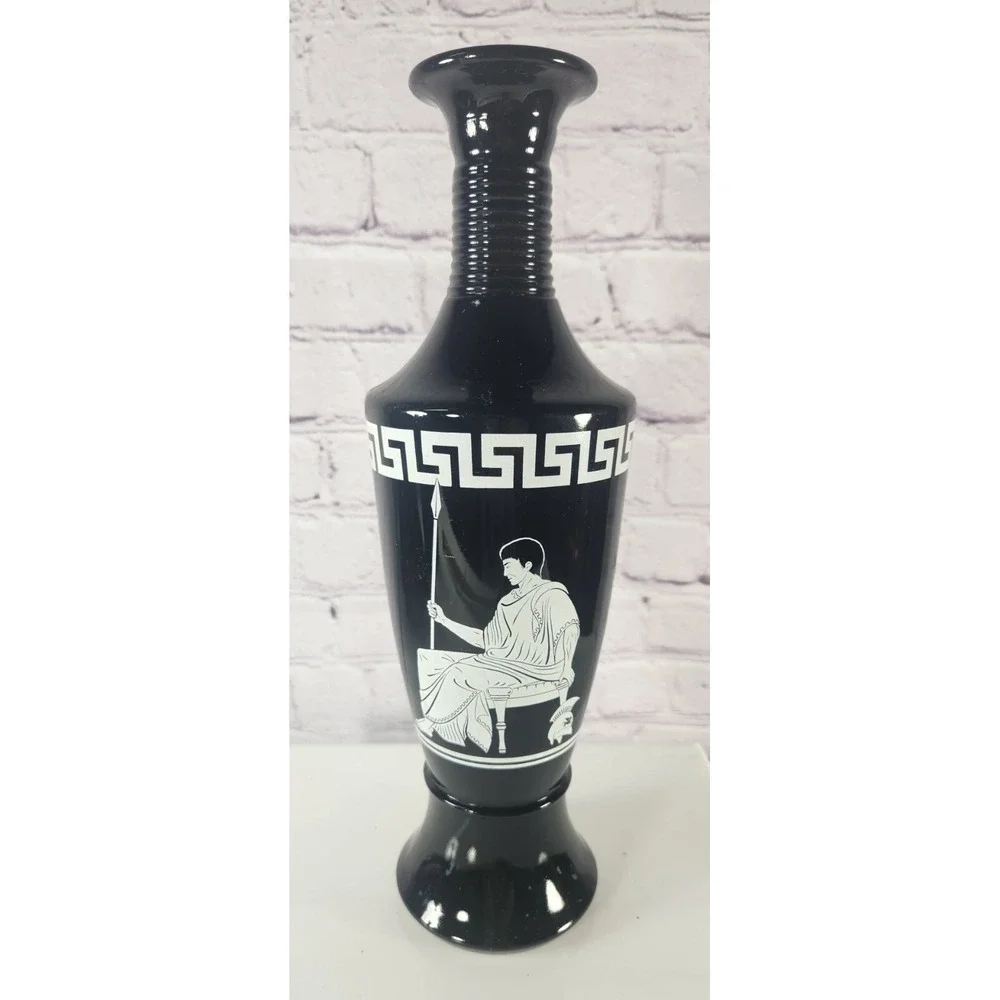 1958 Decanter Black Grecian Warrior w/Stopper Art Barware
